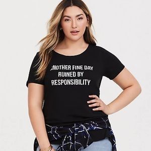 TORRID BLACK FINE DAY SLUB CREW FITTED TEE